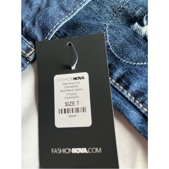 Fashion Nova Dark Blue Distressed Ankle Jeans - Picture 3 of 10